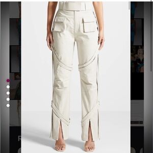 MANIERE DE VOIR carpenter straight leg cargos with strap detailing size 8